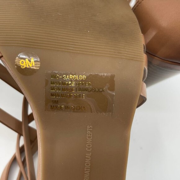 INC International Concepts Tan High Heel Sandals | Open Toe, Zip Closure - Picture 4 of 8